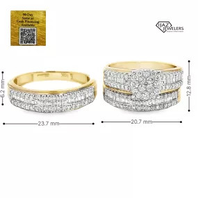 10K Gold 1.20 CTW Diamond Wedding Trio Set