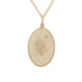 10K Gold Medium Palm Leaf Pendant with Diamond Detail