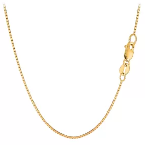 14k Yellow Solid Gold Mirror Box Chain Necklace, 2.1