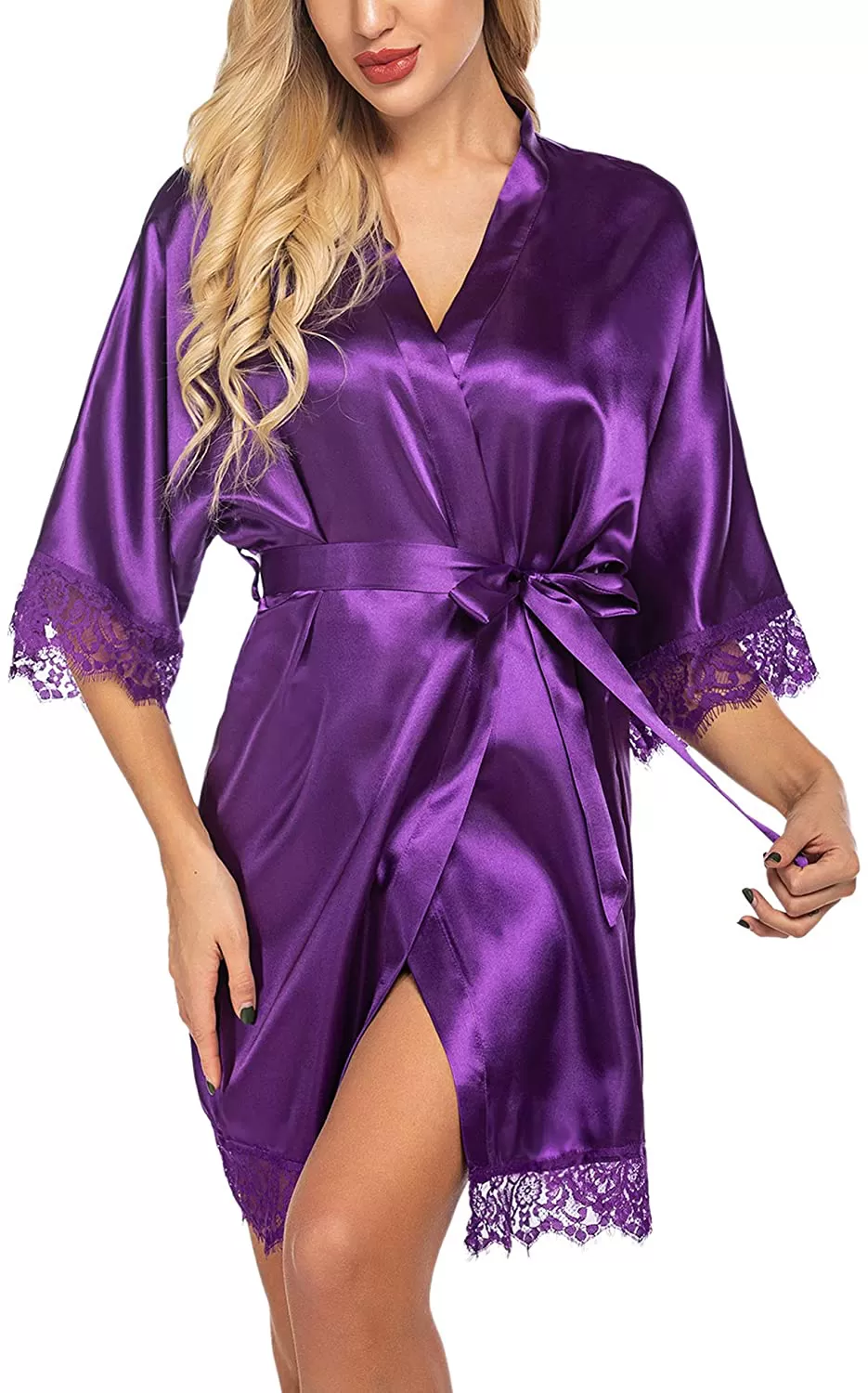 Avidlove Women Satin Kimono Robes Silk Short Bridesmaid Robe Lingerie Dressing Gown S-XXL