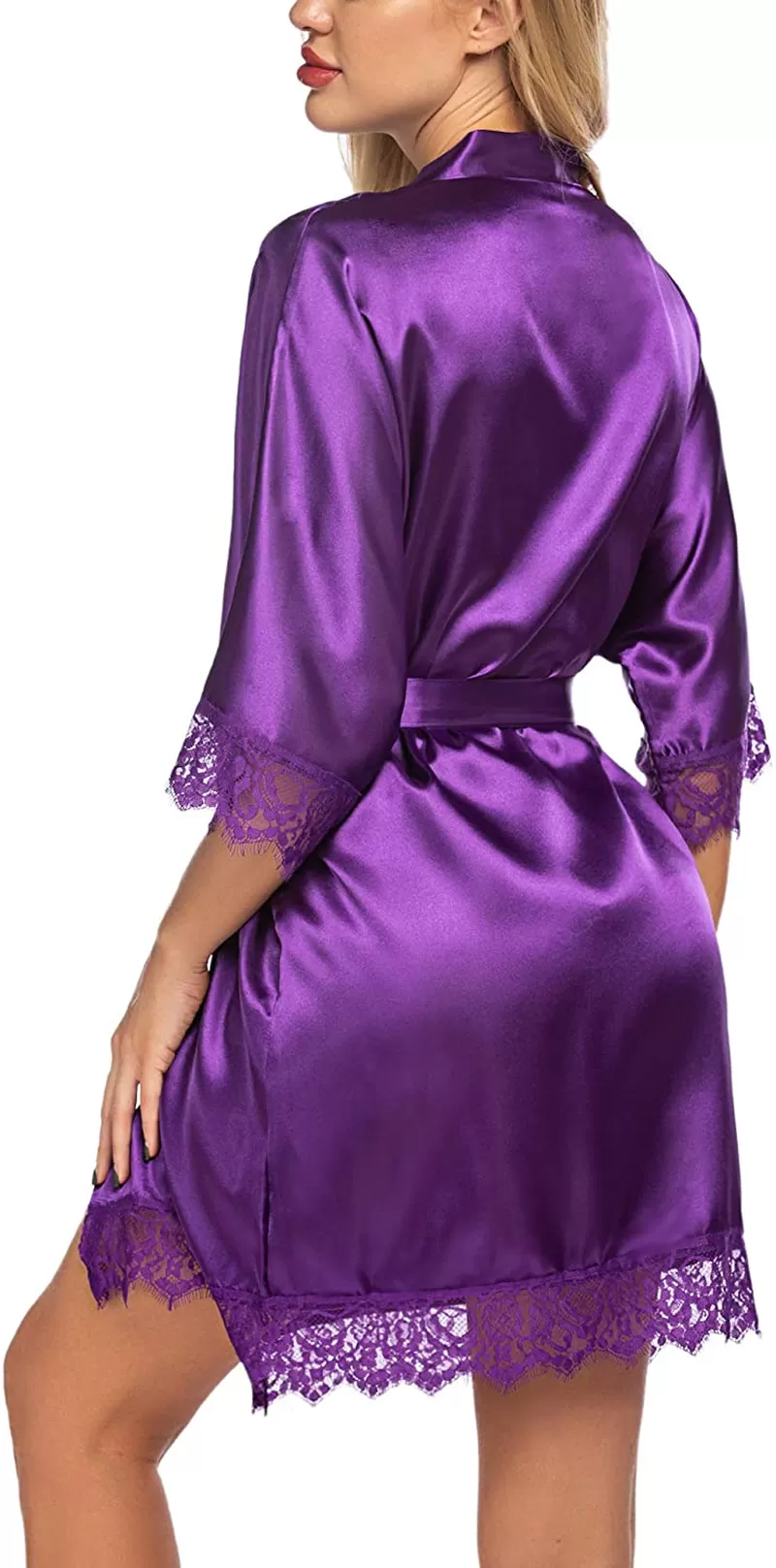 Avidlove Women Satin Kimono Robes Silk Short Bridesmaid Robe Lingerie Dressing Gown S-XXL