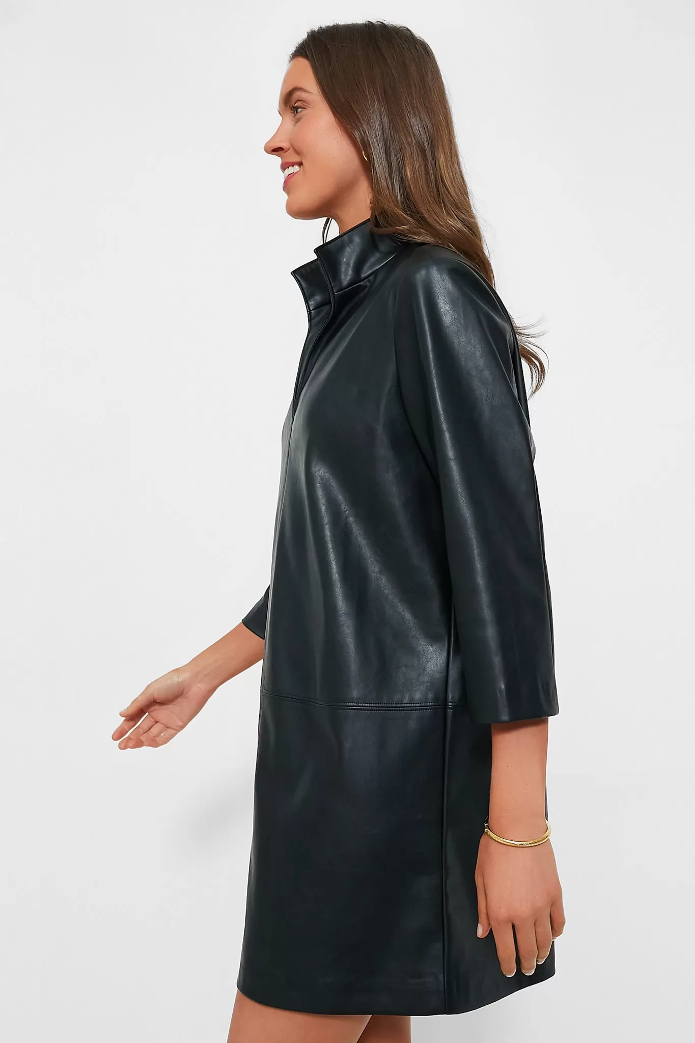 Black Leather Clifton Dress