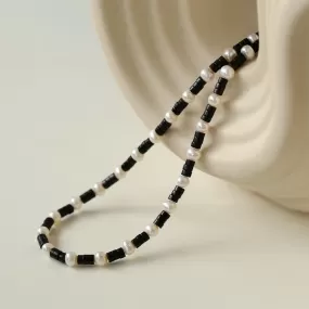 Black Onyx Gemstone Pearl Necklaces