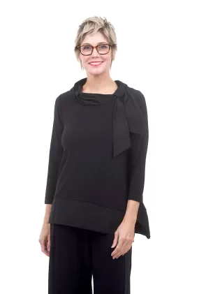 Convertible Scrunch-Neck Top, Black