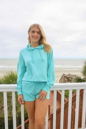 Cropped Hoodie Short in Sea by Simply Southern