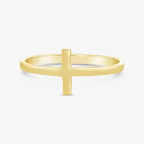 Horizontal Gold Cross Ring