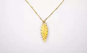 Leaf Engraved Long Necklace