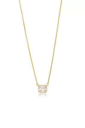 New Day Crystal Pendant 18k Gold Plated Necklace