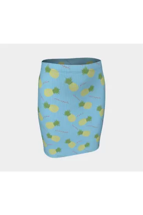 Pinstripe Pastel & Pineapple Fitted Skirt