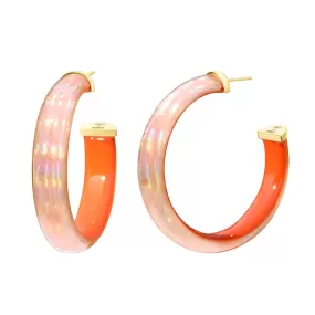 Rave Lucite Hoop Earrings in Orange