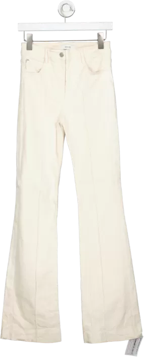 REISS Cream Reiss Florence Flared Trousers UK 8