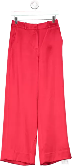 REISS Red Iris Atelier Satin Wide Leg Trousers UK 6