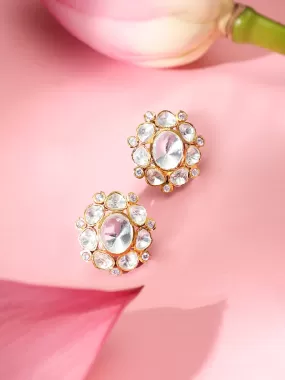 Rubans 22K Gold plated polki studded Luxury Stud Earring