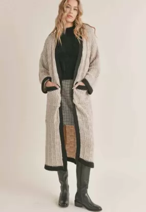 Sadie & Sage - Zennie Textured Knit Long Cardi Taupe