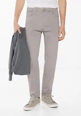 Slim fit washed 5-pocket coloured trousers - Grey