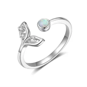 Sterling Silver Cute Tail Ring With Cubic Zirconia