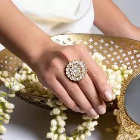 Teejh Raagini Pearl and Polki Ring