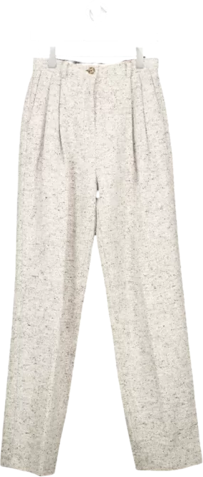 Tory Burch Grey Linen And Wool Marl Trousers UK 6