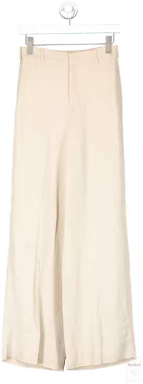 ZARA Beige Wide Leg Trousers UK XS